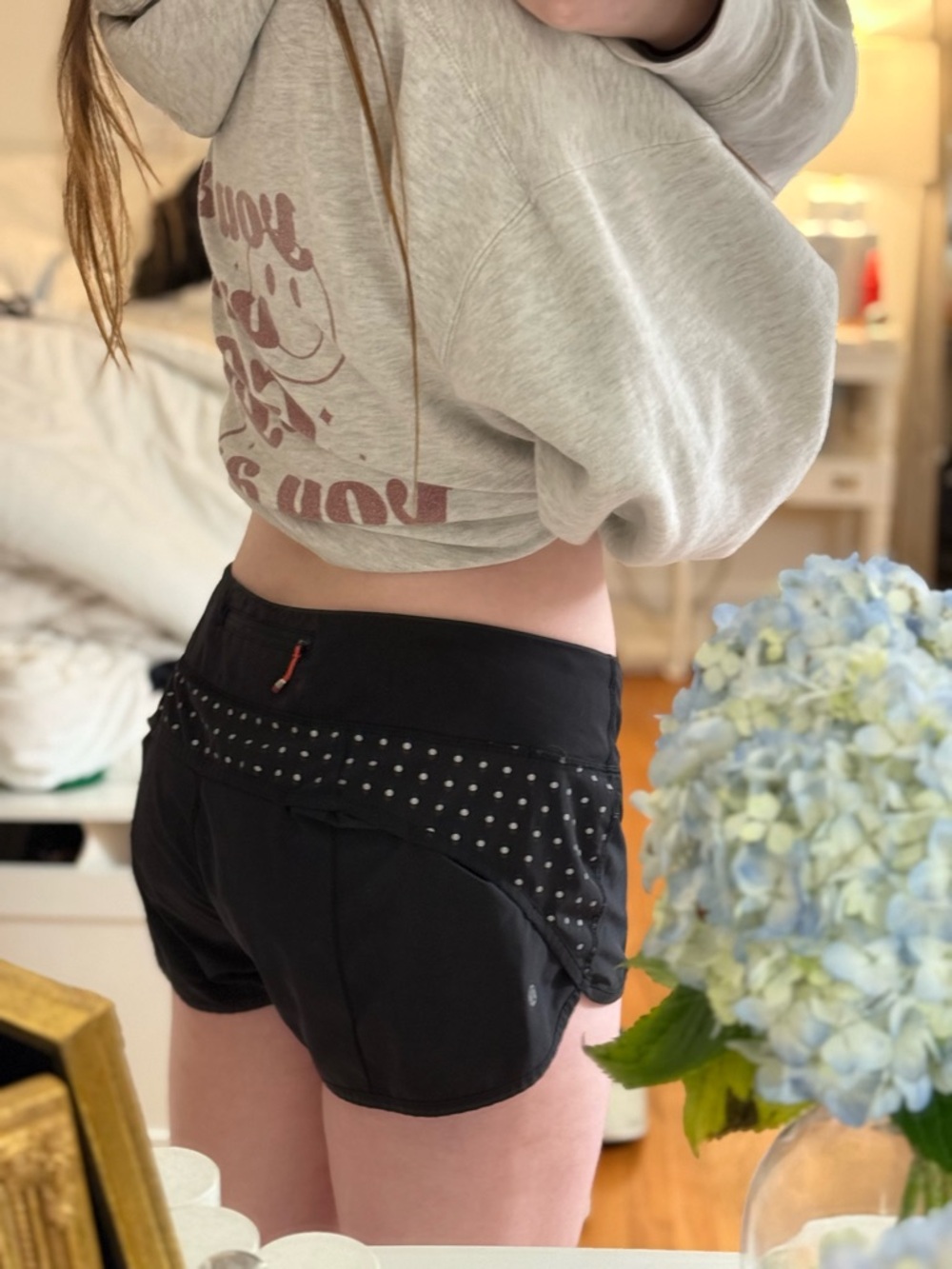 Lululemon SpeedUps Black Polkadot Shorts 2.5”